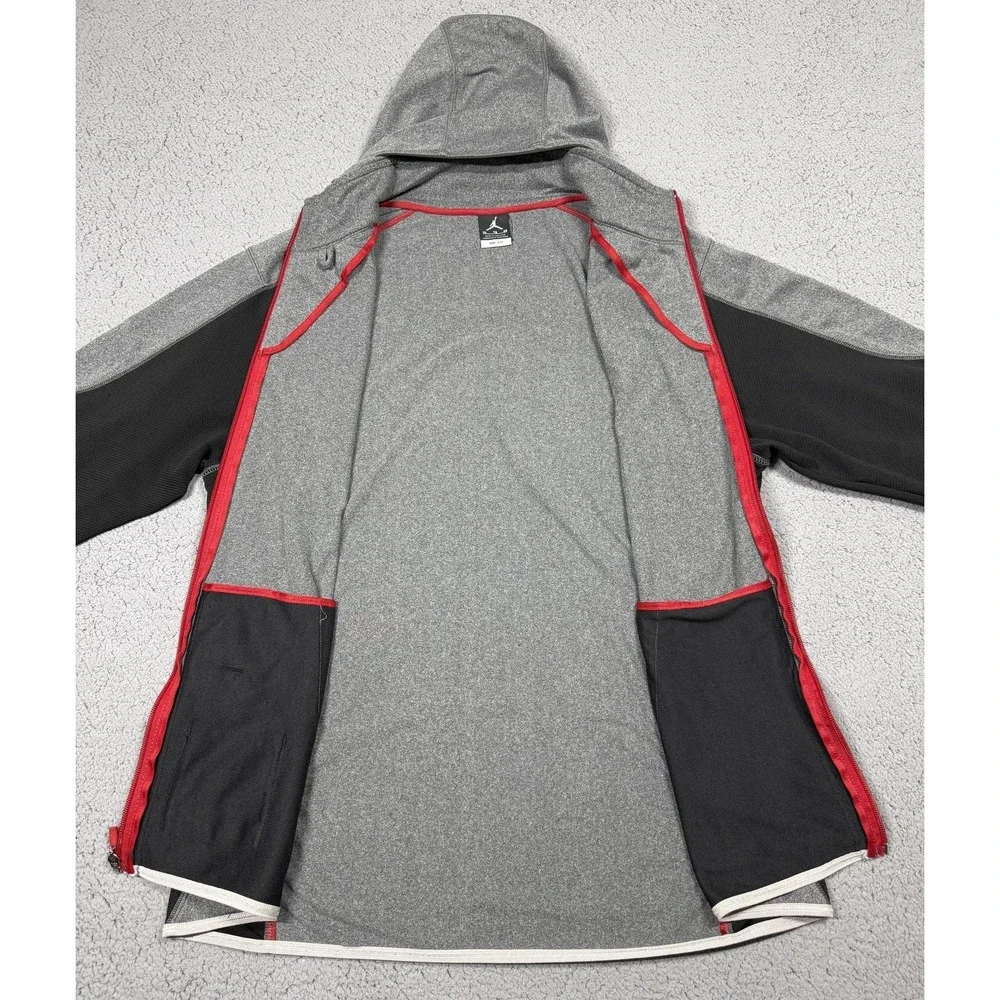 Jordan Jacket Mens XL Gray Black Dri-FIT Hooded Full Zip‎ Windbreaker 483341-011